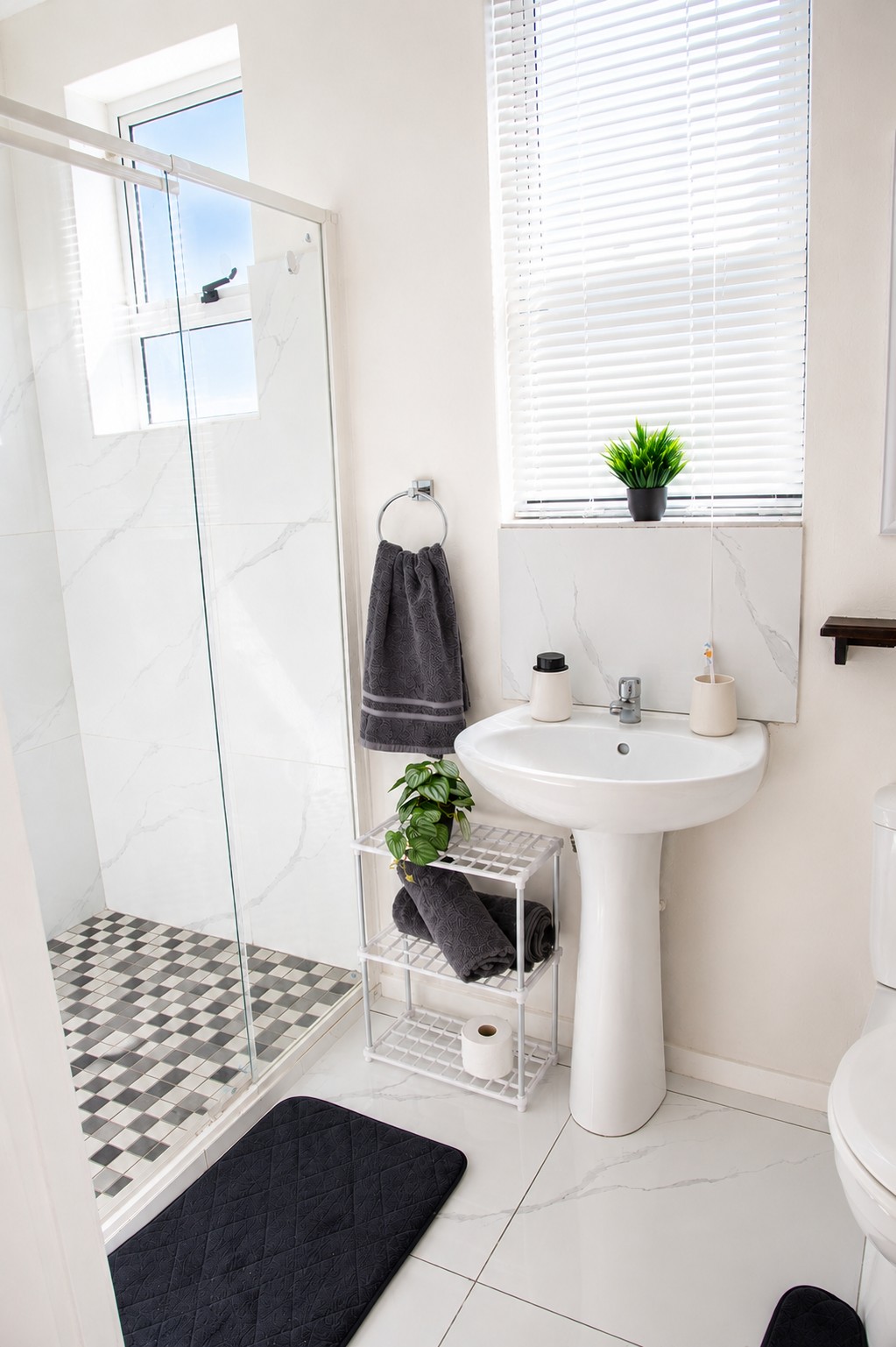 En-suite bathroom with glass shower