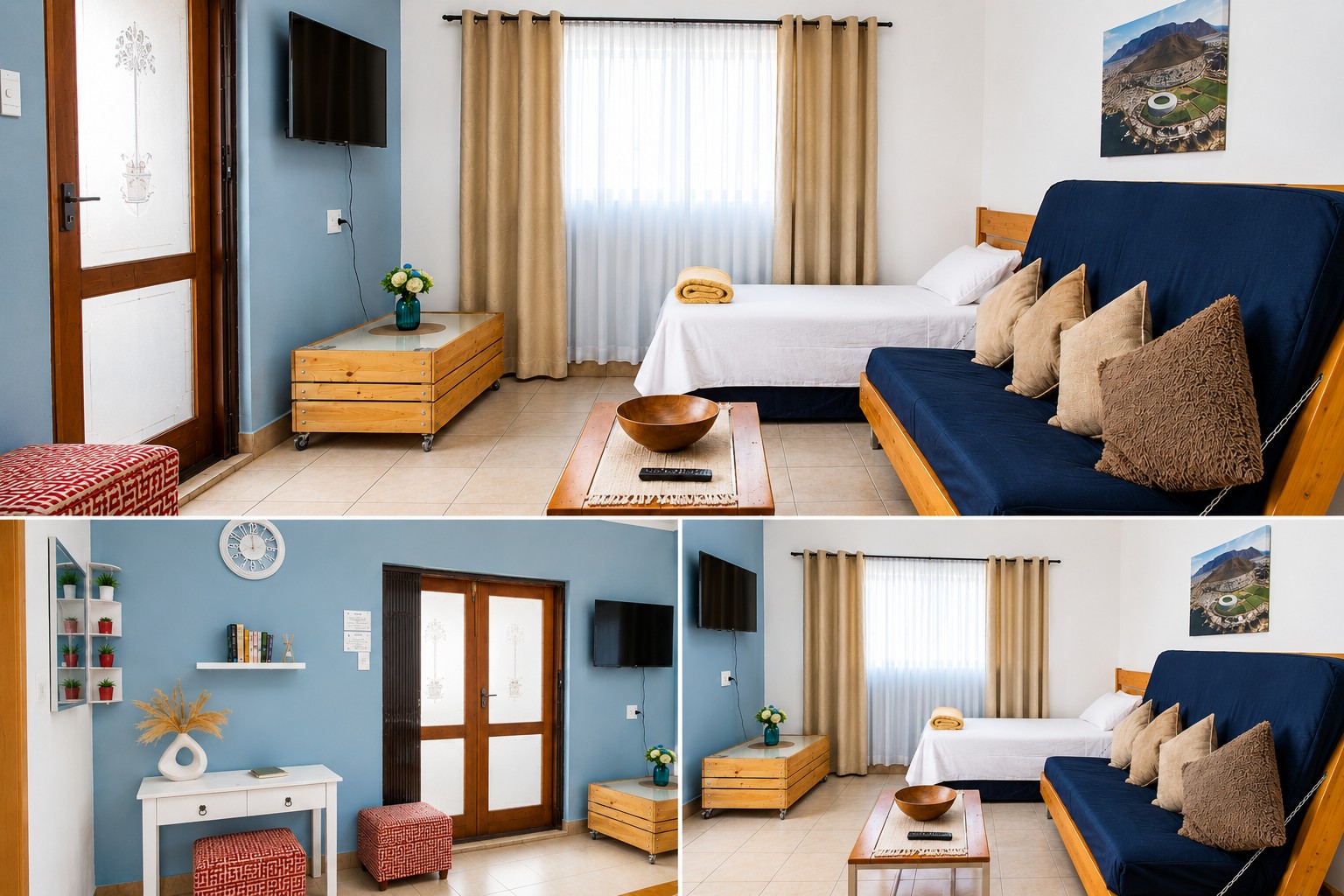 Lounge with TV and additional sleeping for three guests